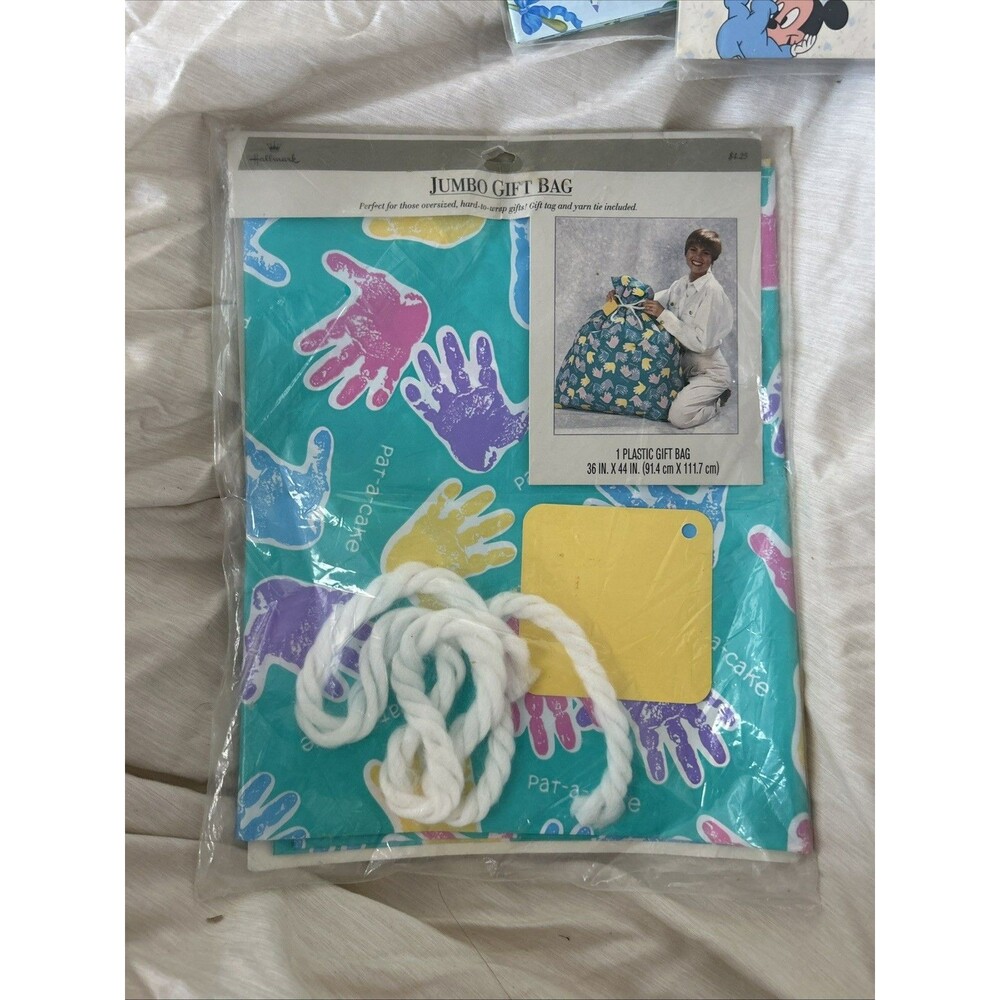 New Vintage 80s Hallmark Baby Shower Pat A Cake Jumb Gift Bag  36” x 44” USA